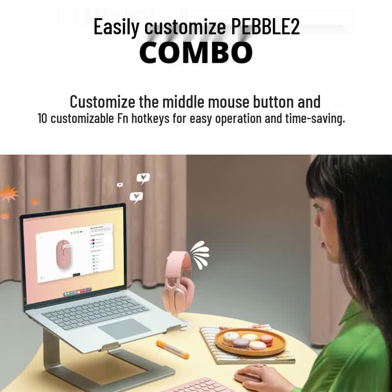Logitech PEBBLE 2 COMBO Беспроводной Бесшумный Набор Клавиатуры и Мыши