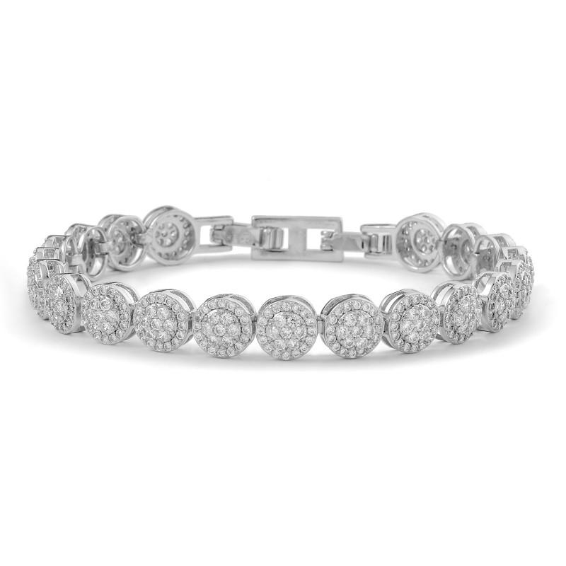 Elegant Crystal Zircon Round Bead Flower Charm Bracelet Women Minimalist Luxury Hand Jewelry In Gold/ Finish