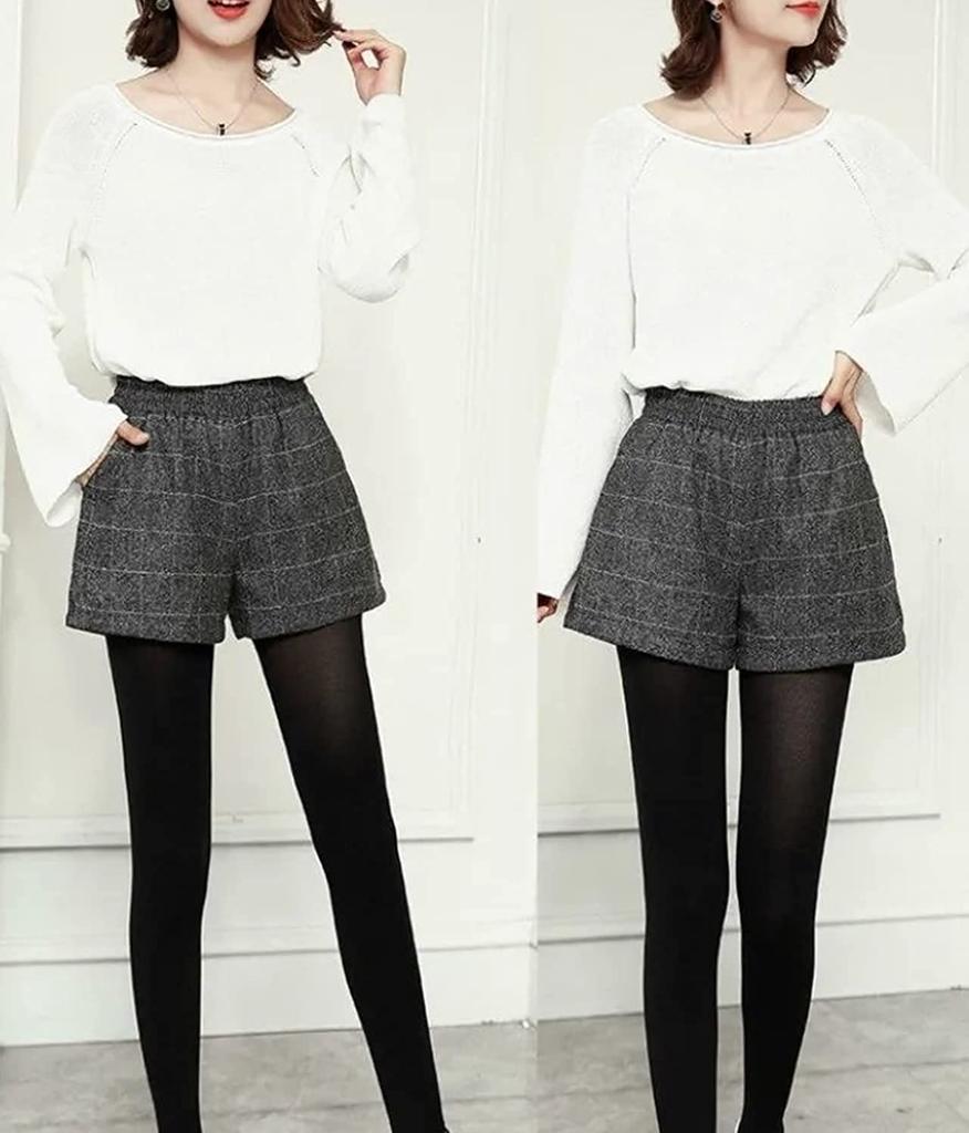Slow and Mellow Checkered Shorts with Elastic Hot Glen Plaid High Korean Short Checkered Pattern Women's Waist, Pants, Shorts, 2-Color Shorts, Tweed,