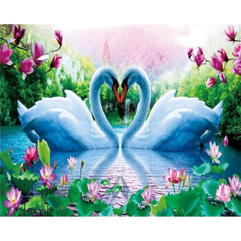 Swan Animal DIY 5D Diamond Painting Full Round Resin Mosaic Cross Stitch Kit Diamond Embroidery Picture Rhinestone Home Decor