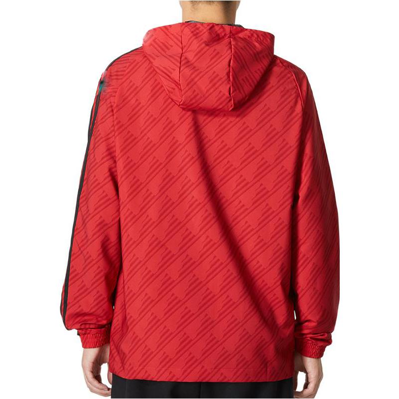 adidas FW22 Воротник-стойка на молнии с логотипом Manchester United Спортивная куртка Мужская верхняя одежда Красный HE6649