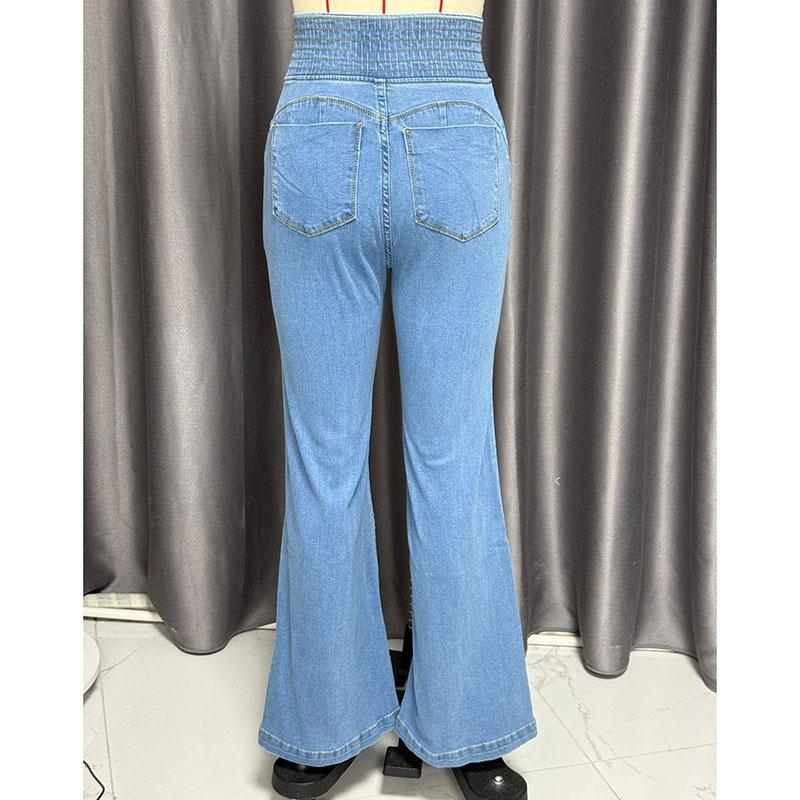 Высокоэластичные узкие расклешенные джинсы женские повседневные уличные брюки из денима с высокой талией весна-осень новые широкие брюки
