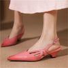 Fashion New Summer Sandals Genuine Leather Pointed Toe Sandals for Women Fashion Hollow Out Cover Toe Sandals Ladies Shoes Women Pink