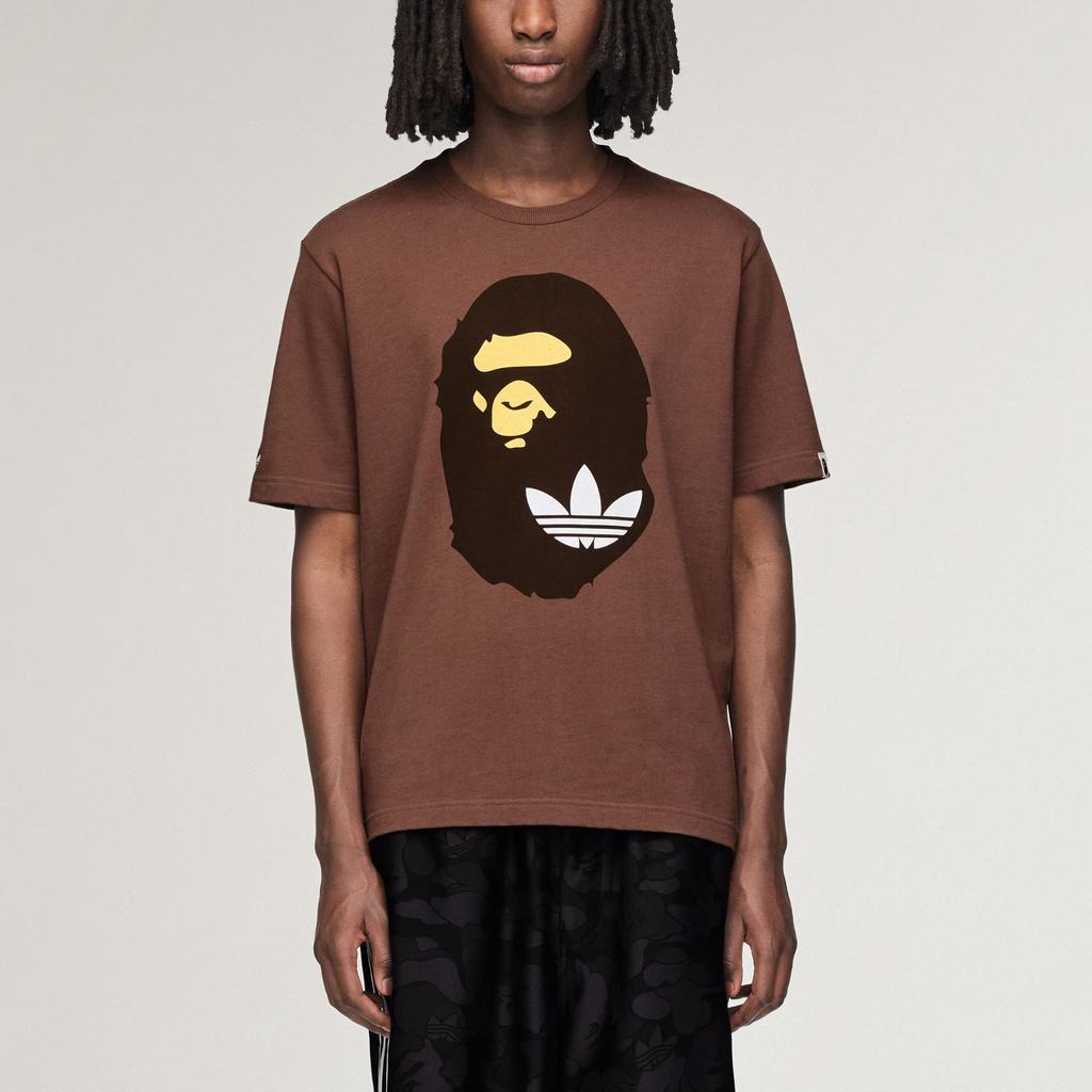 adidas X BAPE SSL Футболка Слои Земли Унисекс Топы Коричневый KF4915