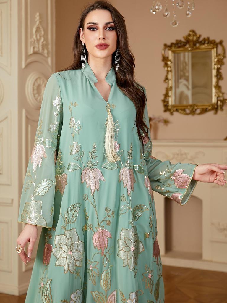 Middle East Sequin Embroidered Women's Tassel Robe - Dubai Fashion