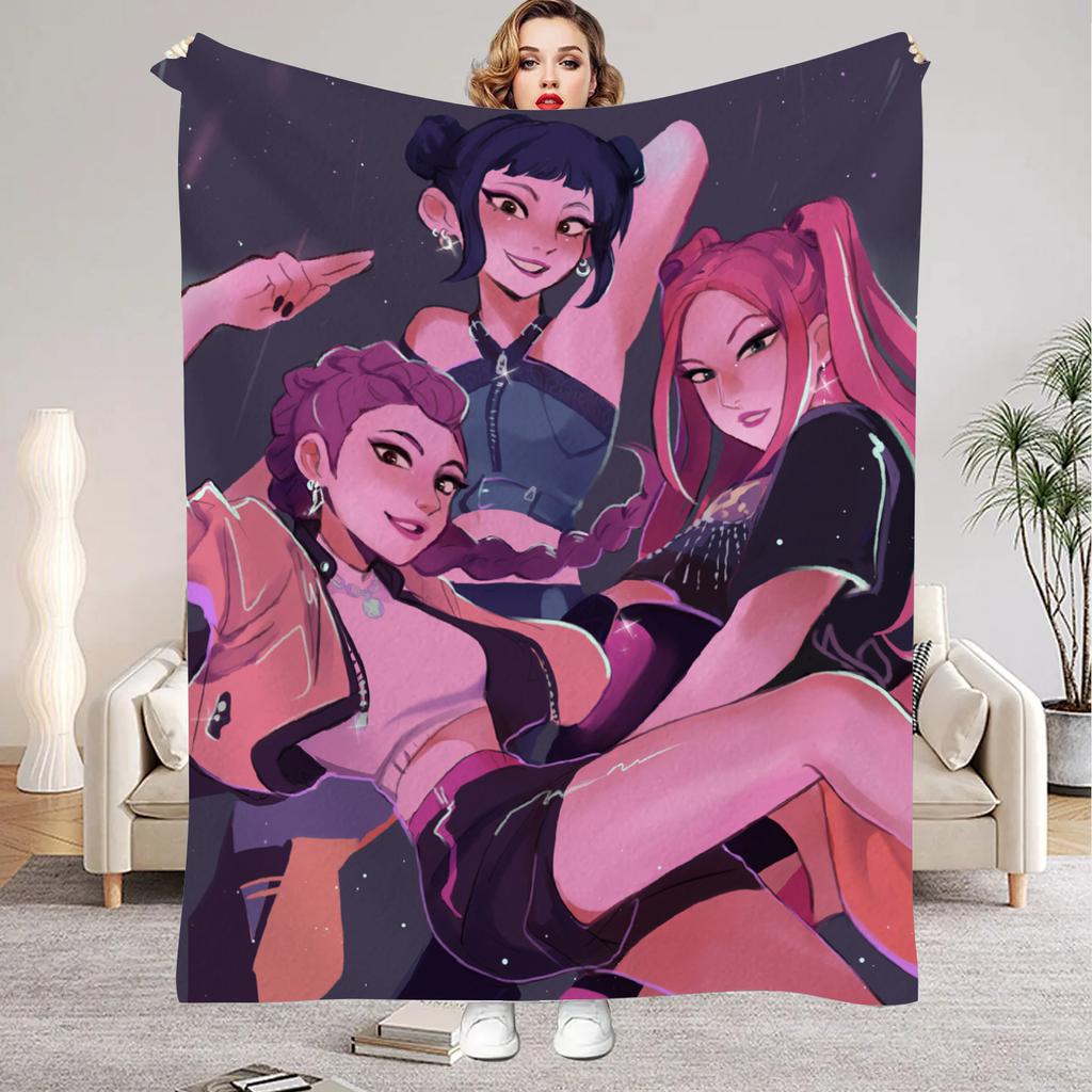 Huntrix Blankets K Pop Demon Hunters Rumi Zoey Mira Soft Warm Throw Blanket Kids Living Room Couch Sofa Bed Christmas Giftsmas