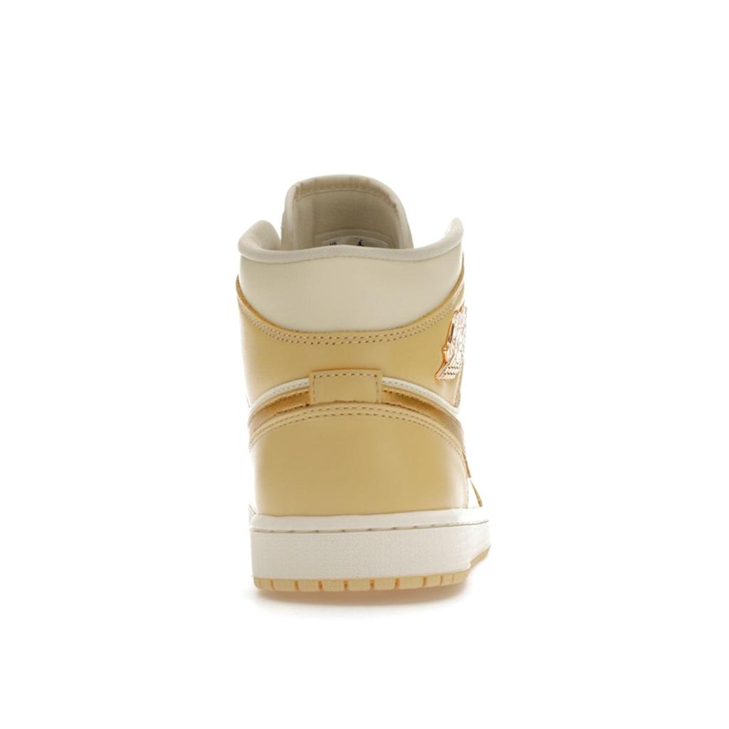 Air Jordan 1 Mid Pale Vanilla Gold Women Sneakers Cream Metallic-Gold Coconut-Milk FB9892-200