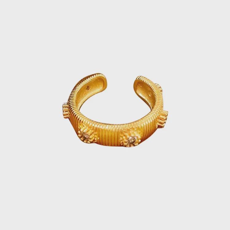 Women's Vintage Gold Brushed Adjustable Ring with Medieval Style Design