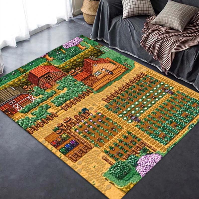 2025 Новый ковер Stardew Valley для гостиной, спальни, дома, украшение дивана, игровая коврик для детей, нескользящий напольный коврик179