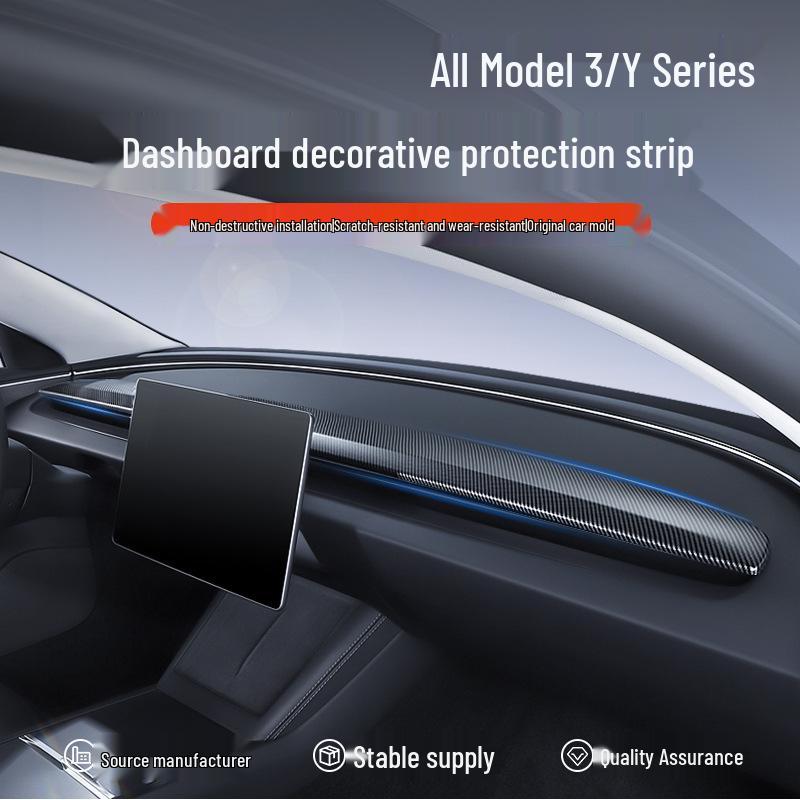 Декоративные защитные полосы и панели-наклейки на приборную панель Tesla Model 3/Y