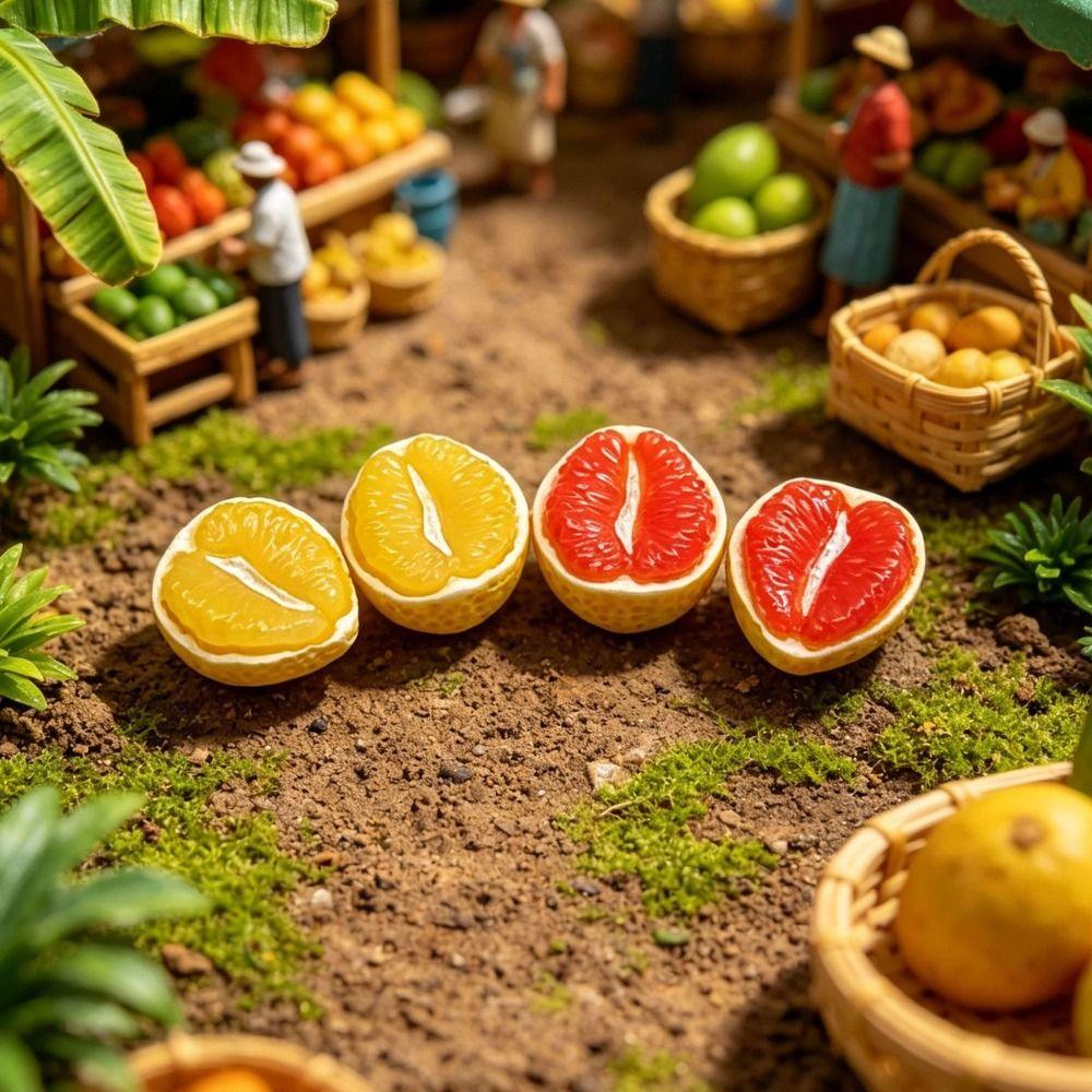 20PCS Mini Size Fruit Half Cut Models Half Cut Simulated Fruit Charm For Doll House