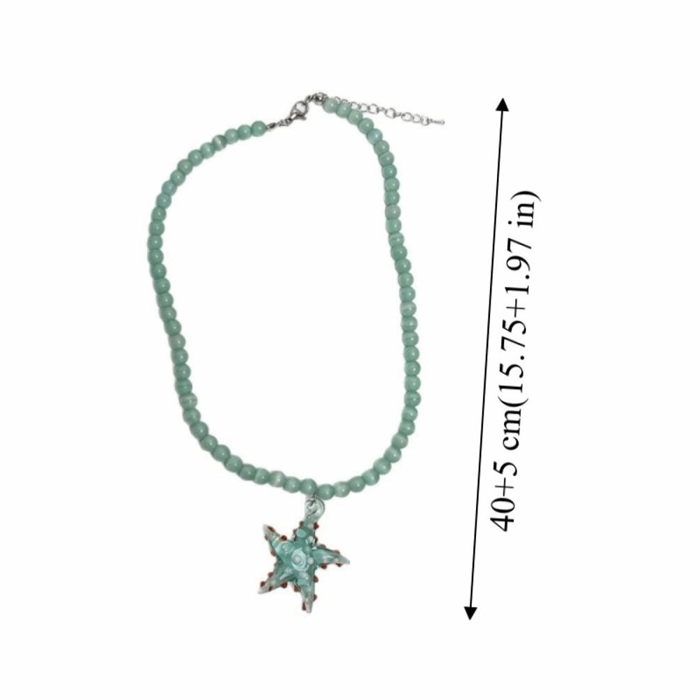 Акриловая starfish dots necklace Бохо Дофамин Звезда-морская звезда Бусины Чокер Фотоаксессуары Уличные украшения Летняя цепочка на ключицы