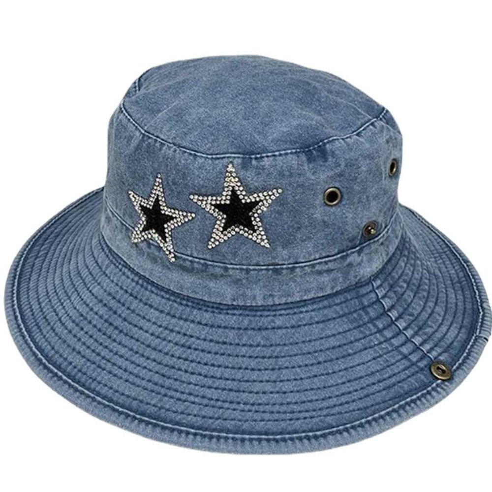 Солнцезащитная шляпа-панама Star из денима с широкими полями, летняя солнцезащитная шляпа, походная парусиновая шляпа-рыбак для рыбалки