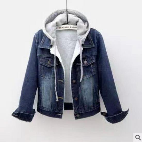 Women's Slim Hooded Denim Jacket - Popular Japanese and Korean Style, Long-Sleeved, Short Length for Spring and Autumn