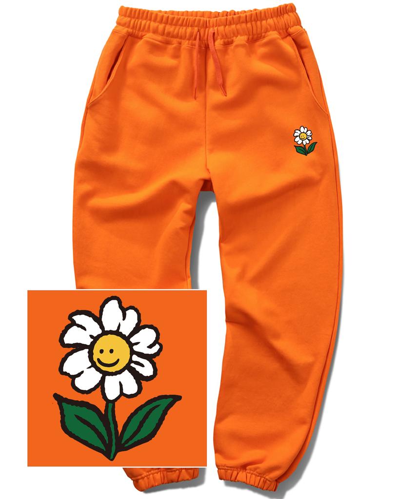 TRIPSHION Single Flower Logo Jogger Sweatpants - Orange