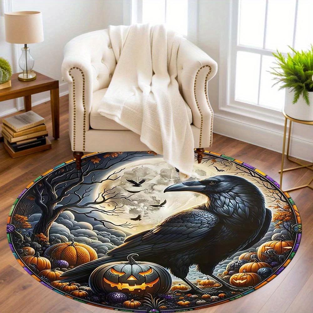 1 Piece Crow Round Rug Suitable For Living Room Bedroom And Kitchen Home Decoration Room Decoration Gift For Friends And Family