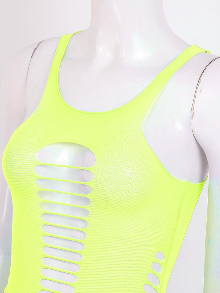 Womens Hollow Out Babydoll Mini Dress Sleeveless Bodycon Clubwear Nightgown Sleepwear