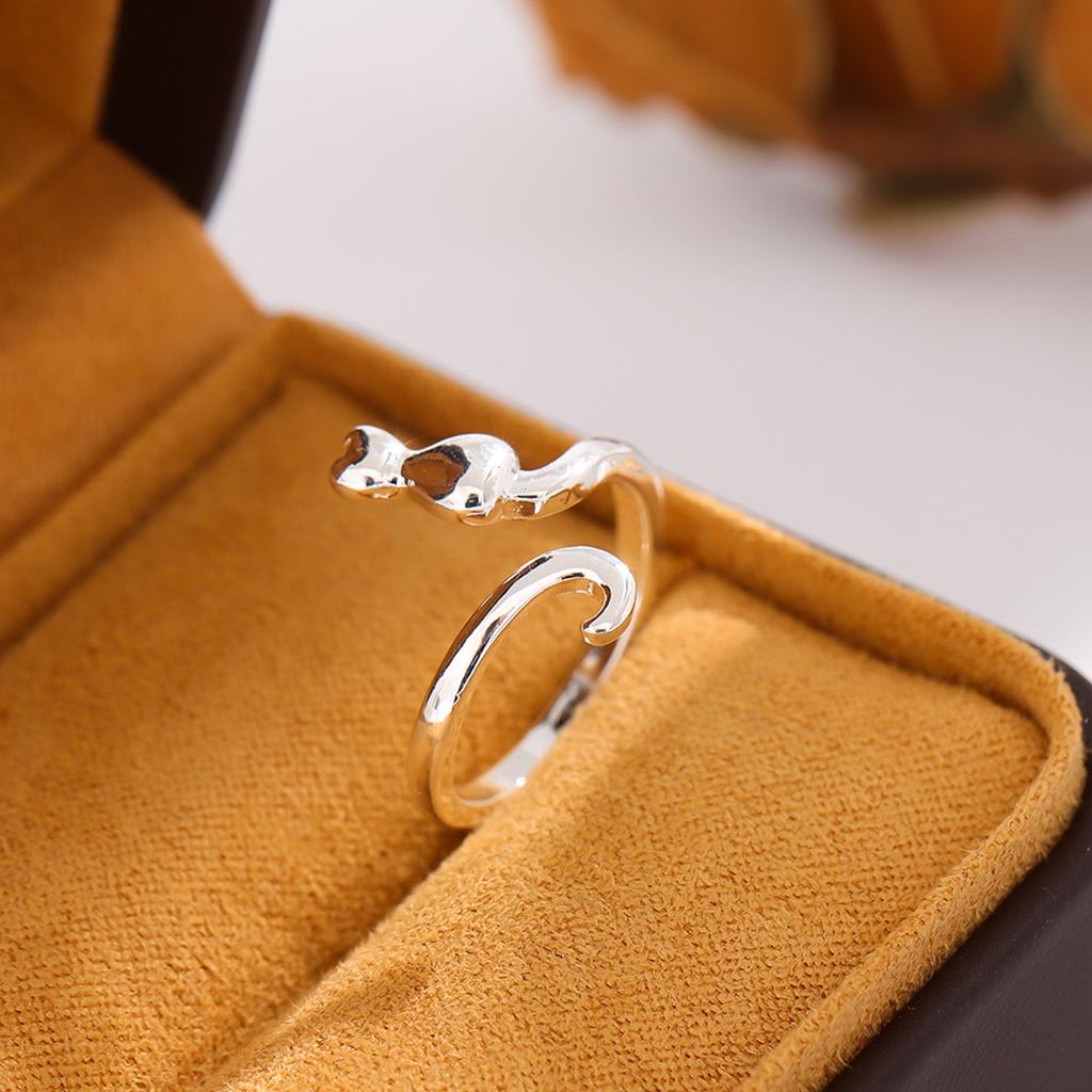 Exquisite Mosaic Cat Ring - Versatile Fashion Accessory with Alloy Material, Plating, and Unique Design - Perfect Birthday Party Anniversary Gift Idea