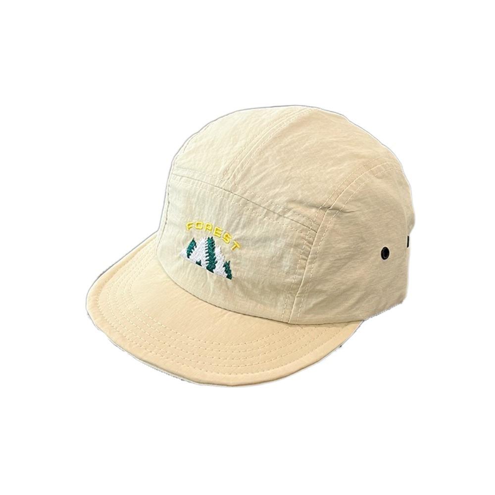 Retro Solid Color Short Brim Baseball Cap Quick-Dry Soft Top Sun Hat Adjustable Drawstring Peaked Cap Girl