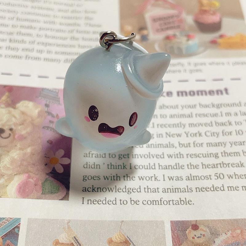 Halloween Jelly Ghost Keychain 3D Cartoon Glow-In-The-Dark Elf Pendant Holiday Gift