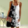Women FlowerThorny Rose Printed Mini Dress Sleeveless Party Dress Summer Beach Dress Sundress
