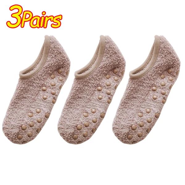 1/3 пары Зимние носки из кораллового флиса, домашние нескользящие носки-следки с низким паголенком, холодостойкие, с силиконовыми вставками на подошве, мягкие, теплые носки