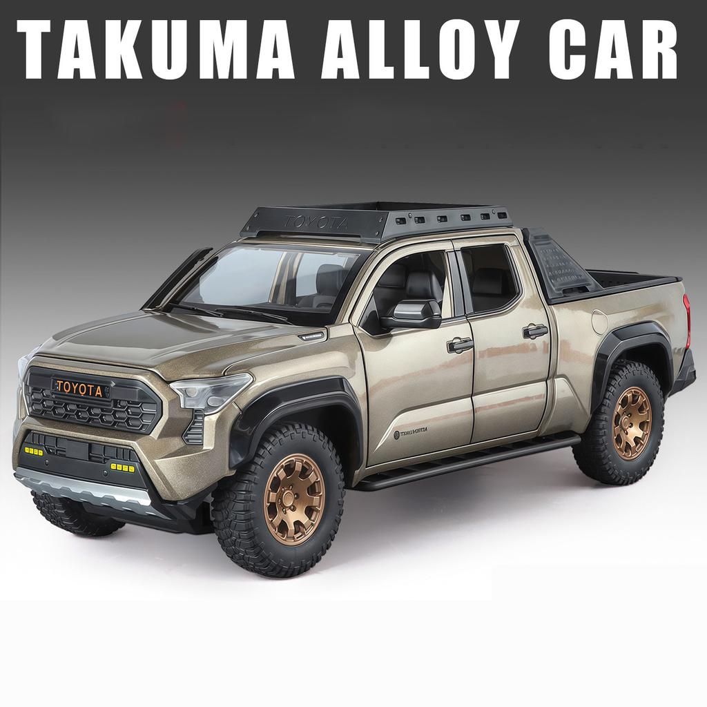 lqbn4 Travel Version 1/24 TOYOTA Tacoma Pickup Alloy Car Model Diecast Metal Off-Road Vehicles Car Model Sound and Light Kids Toy Gift