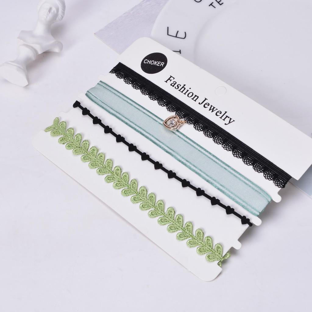 Европейский и американский стиль Сексуальный кружевной чокер и набор ожерелий-цепочек для ключиц (4 шт)