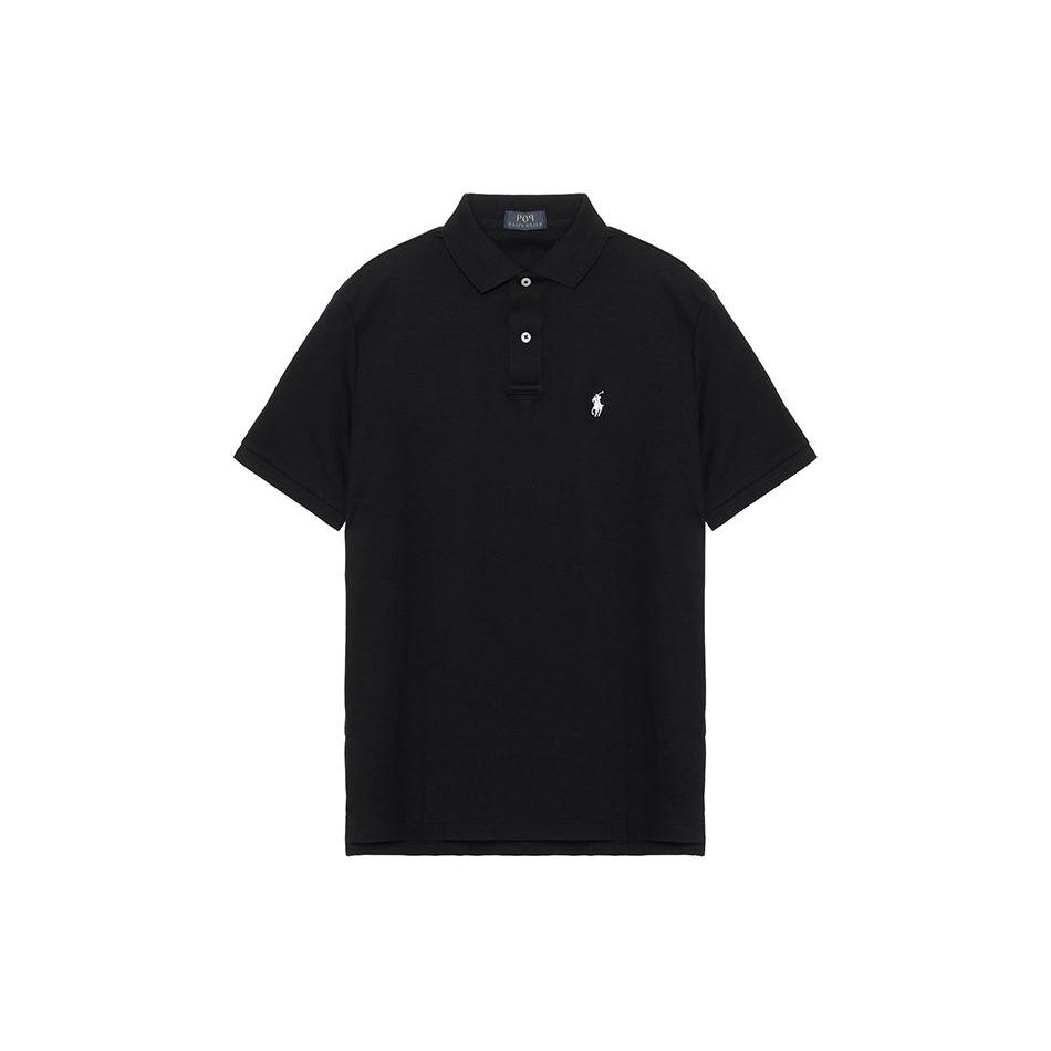 Polo Ralph Lauren Solid Cotton Short Sleeve Polo Shirt Men Tops Black 710601296-001