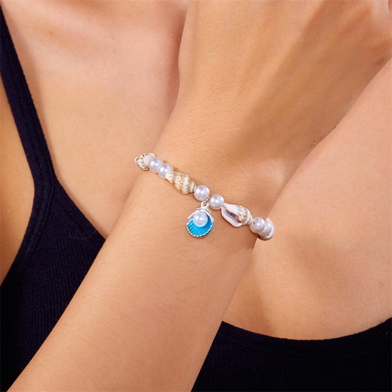 Beach Ocean Shell Jewelry Fashionable and Versatile Summer Conch Beaded Pendant Bracelet