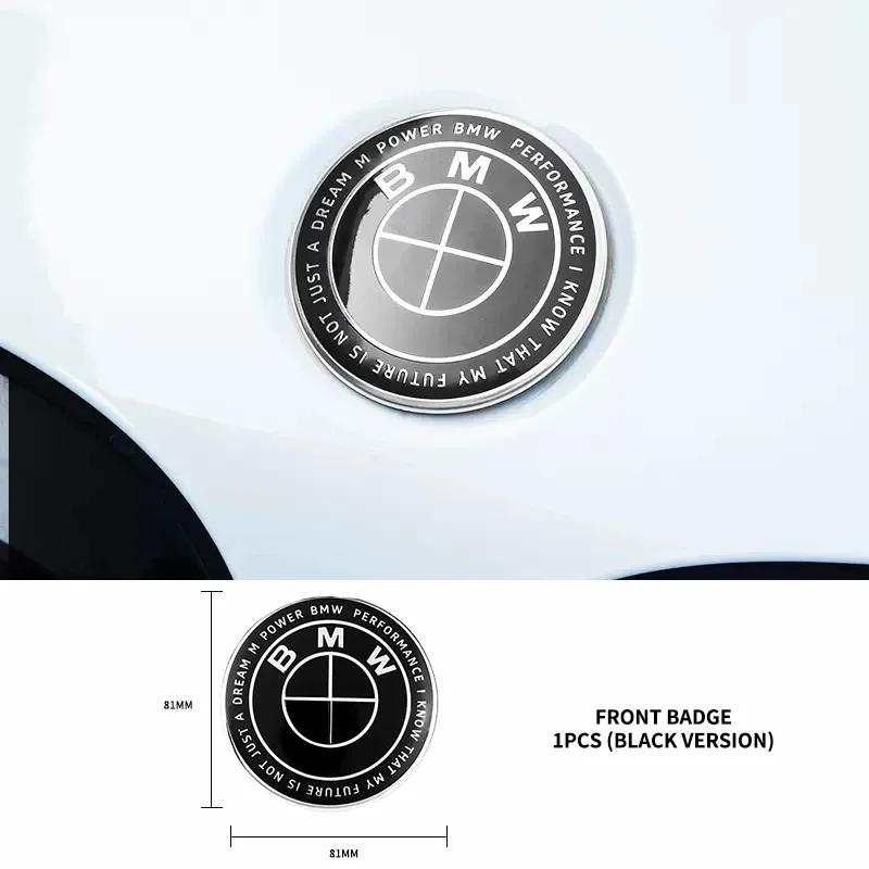 BABA1 1Pcs Front Bonnet Rear Tailgate Emblem 82MM 73MM Thunder Special Limited Edition Joint Black Model For BMW M E36 E46 E60 E90