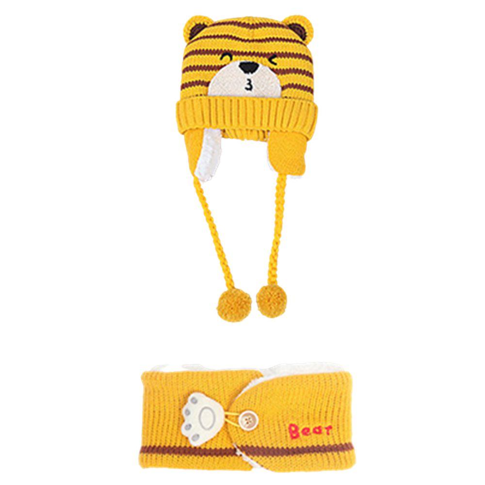Winter Boys Girl Toddler Baby Baby Beanie Cap Bear Earmuff Neck Scarf Kids Hat Scarf Set