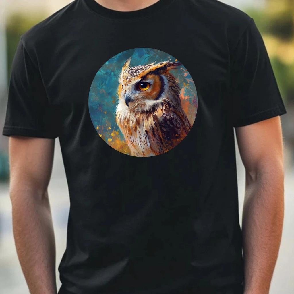 T-Shirt Herren Eule Portrait Motiv Baumwolle Größe XS bis 5XL