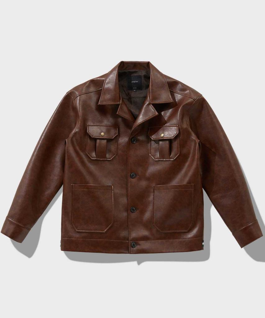 Ffeff Studio Leather Single Safari Jacket (Brown)