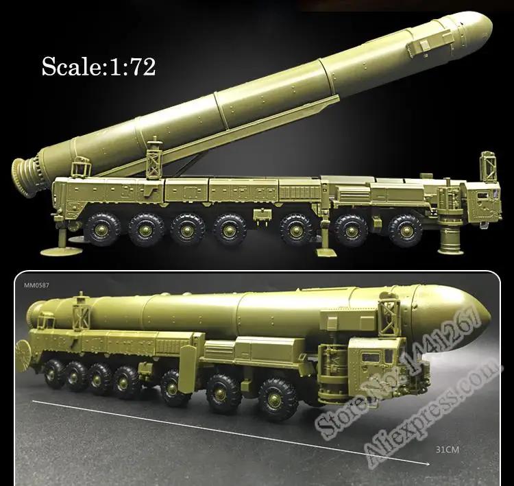 1:72 4D Plastic Color Assemble Military Model Russia White Poplar Intercontinental RT-2PM Missile Launch Vehicle Toy For Child