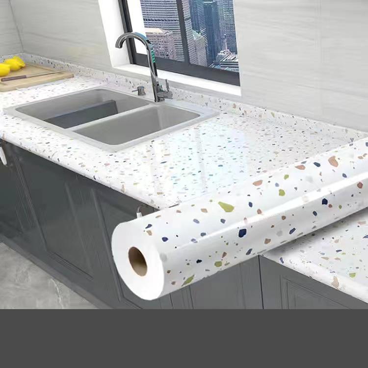 5 M Pearl White DIY Decorative Film PVC Self Adhesive Wall Paper Furniture Renovation Stickers Kitchen Waterproof Oil-proof Marble Wallpaper