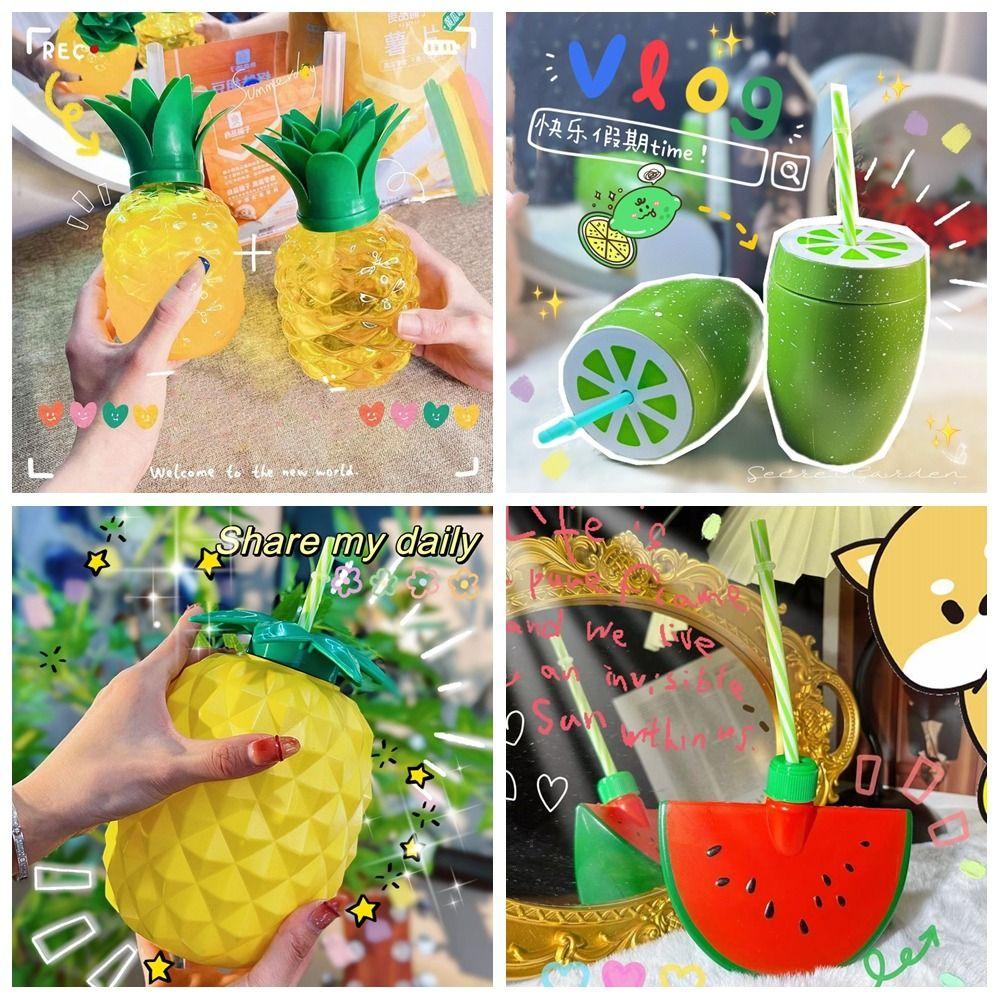 Cartoon Fruit Water Bottle Watermelon Lemon Fruit Cup Lovely Drinkware Summer
