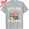 Summer Unisex Fashion Short Sleeve TShirt Sloth and Book Lover Reading Design Stylish Unisex TShirt for Casual Everyday Outfits Tees