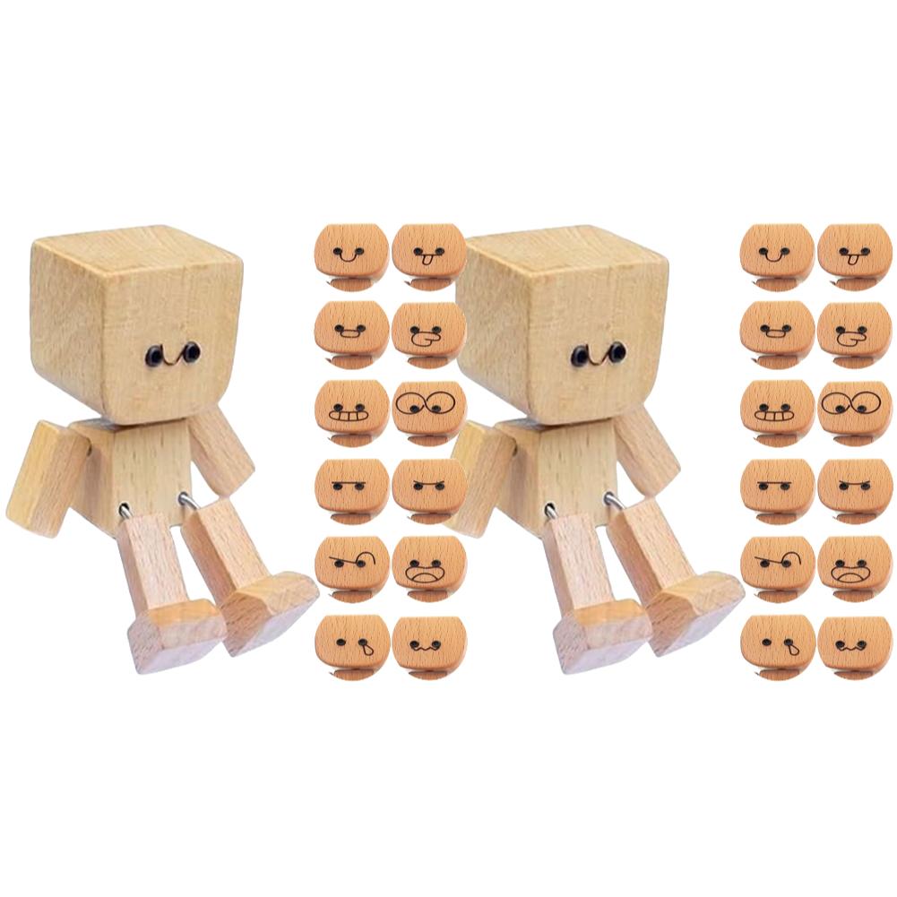 1/2Set Funny Shaking Legs Wooden Man Charming Little Wooden Figure Desktop Decor Ornaments Cute Car Dashboard Decor