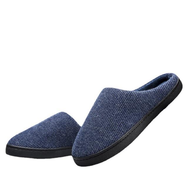 Мужские тапочки, полосатая вельветовая домашняя обувь унисекс, осенне-зимние теплые женские тапочки из пены с эффектом памяти, домашняя нескользящая обувь