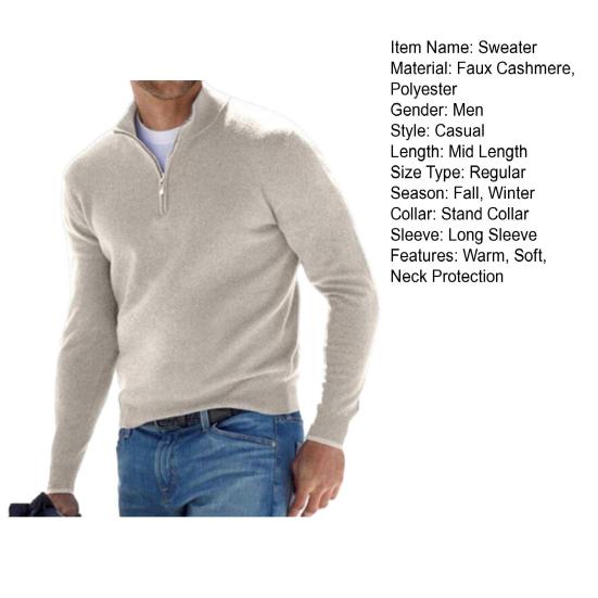 Мужской осенне-зимний свитер с воротником-стойкой и воротником-стойкой для защиты шеи с длинным рукавом, однотонный повседневный мягкий мужской теплый топ