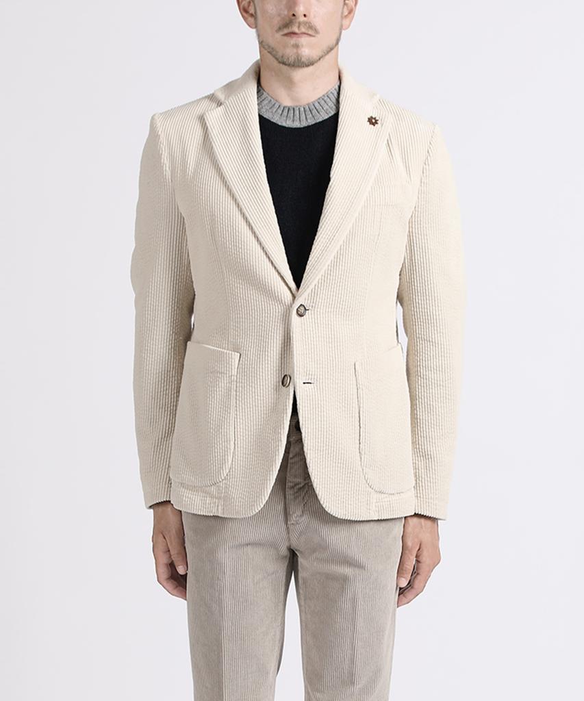 Panicale Ivory Cotton Corduroy Slim Fit Jacket