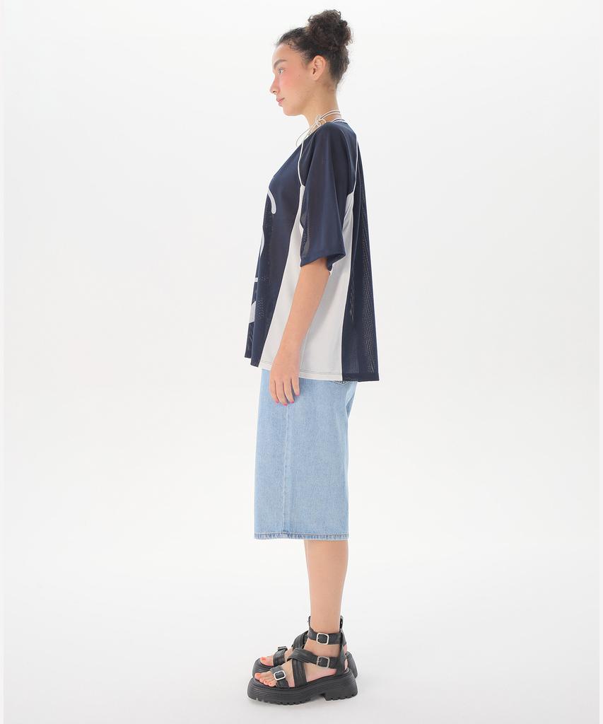 JUNEJUNE SPACE Прямые футболки из коллекции Uniform_Темно-синий