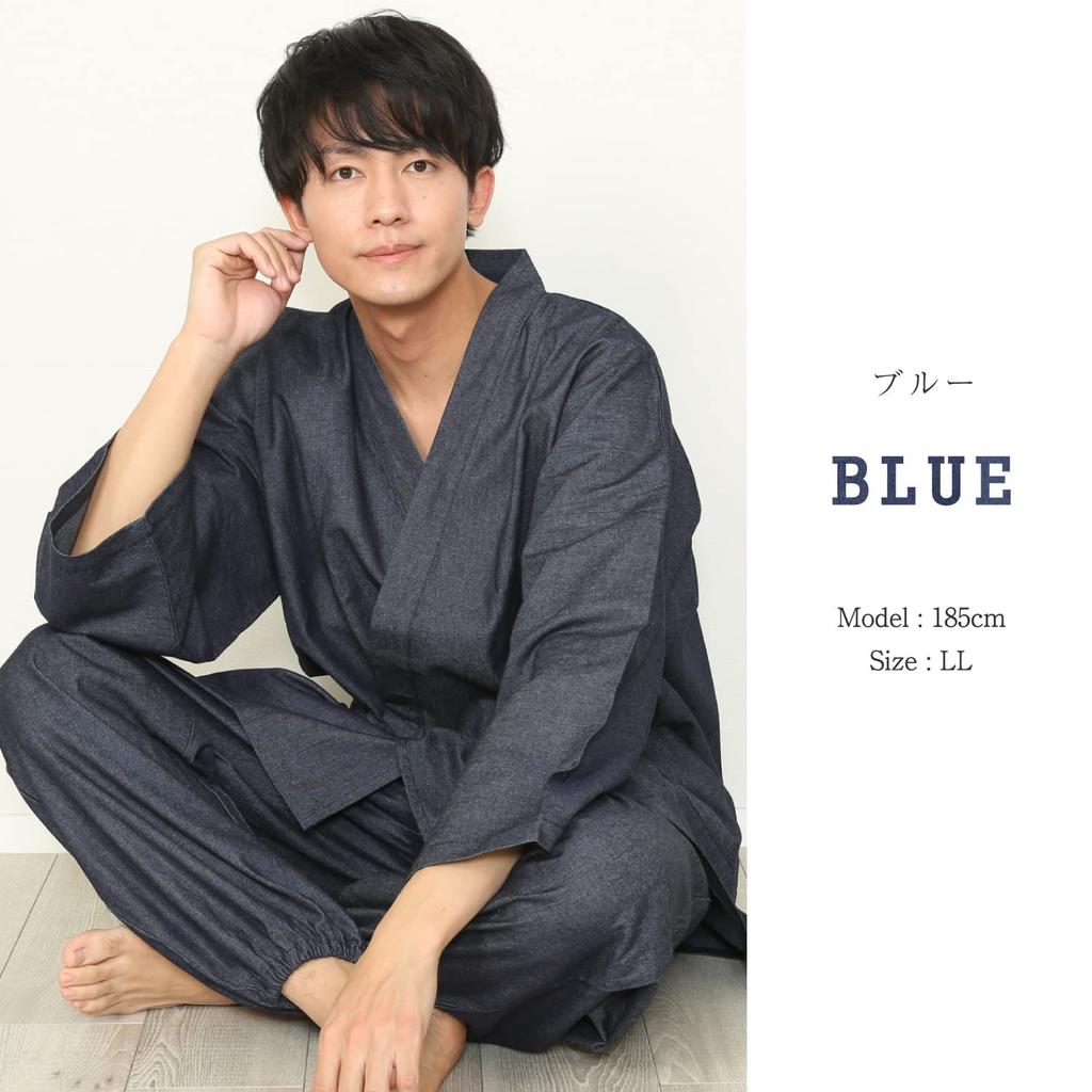 Джинсовое самуэ на весь год для мужчин [Нисики] Мужской, Круглый, 100% хлопок, (1. Синий/LL/0818)