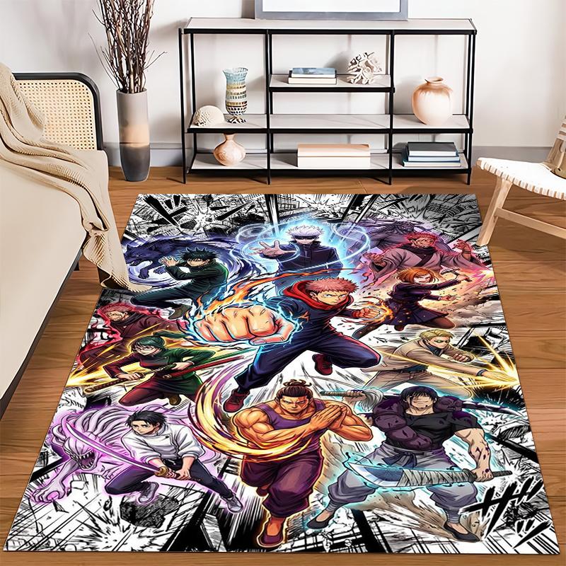 Anime-Style Carpet with Energetic Characters and Action Design Suitable for use as an anti-slip for living room bedroom sofas