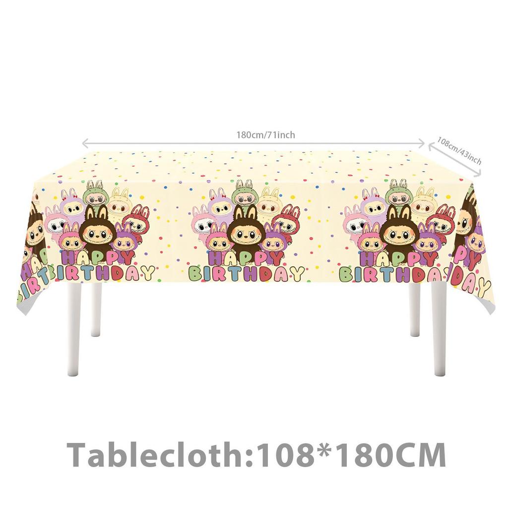 Labubu Tableware, Cartoon Party Tableware, Children's Birthday Decorations, Disposable Tablecloths, Birthday Arrangements