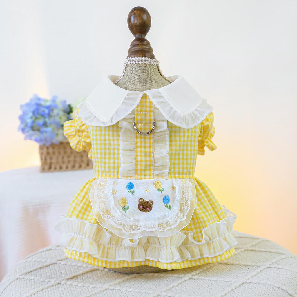 Pet Circle Dogs Cats Cats Apparel Puffy Saree Chest and Back High-end Dresses Dresses Wedding Collection