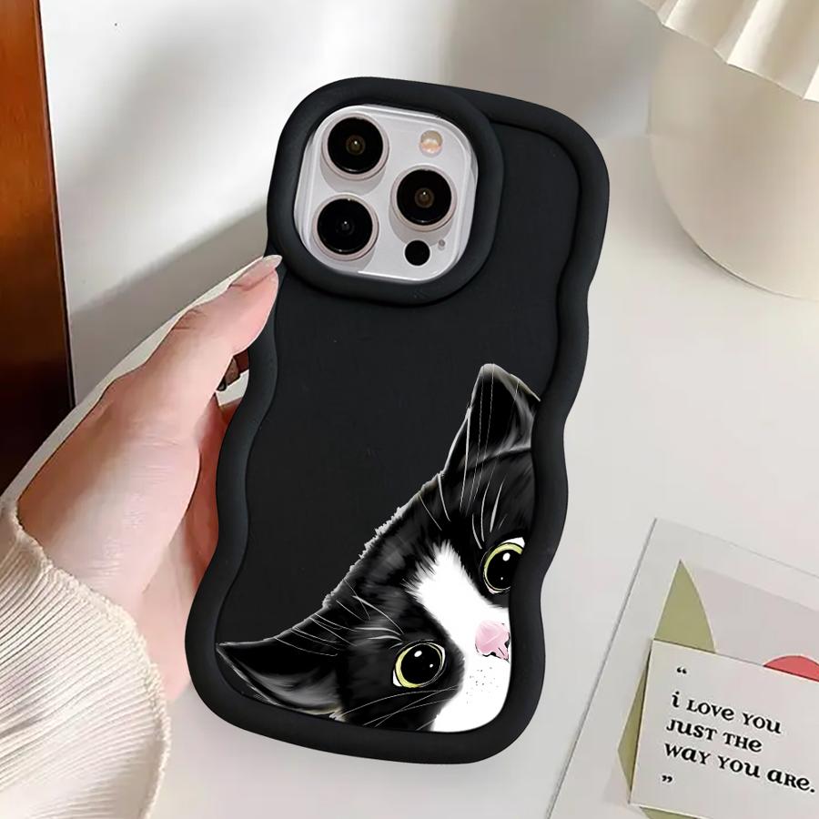 Милый Чехол-Крышка с Рисунком Кота для iPhone XR 12 15 Plus 14 11 8 16 Pro Max 17 Air 13
