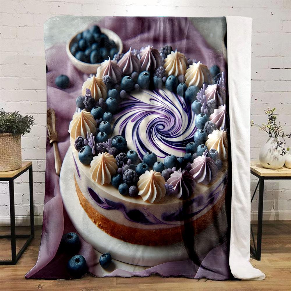 Blueberry Swirl Cheesecake Design Patterned flannel blanket perfect for the bedroom living room, sofa, or a little nap