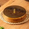 24.5 Cm Spice Box for Kitchen with Spoon 7 Detachable Containers, Acacia Wood 120 ML Storage Container Masala Dani for Gift